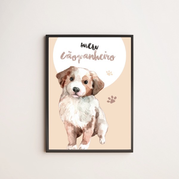 Quadro Decorativo Meu Cãopanheiro 24x18cm Moldura:madeira Bra