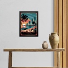 Quadro Decorativo Miami Florida 33x24cm - Com Vidro Moldura B