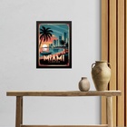 Quadro Decorativo Miami Florida 33x24cm Moldura Preta