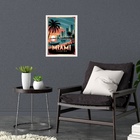 Quadro Decorativo Miami Florida 45x34cm Moldura Branca