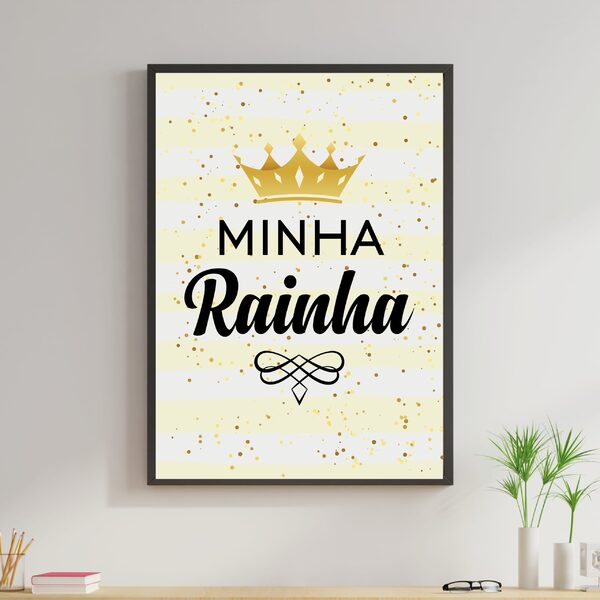 Quadro Decorativo Minha Rainha 33x24cm - Com Vidro Moldura:ma