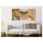 Quadro Decorativo Minimalista  Geometrico Verde E Coral 70x15