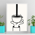 Quadro Decorativo Minimalista Café 33x24cm - Com Vidro Moldur