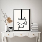 Quadro Decorativo Minimalista Café 33x24cm - Com Vidro Moldur