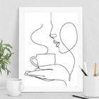 Quadro Decorativo Minimalista Café One line 33x24cm - Com Vid