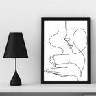 Quadro Decorativo Minimalista Café One line 33x24cm Moldura:m