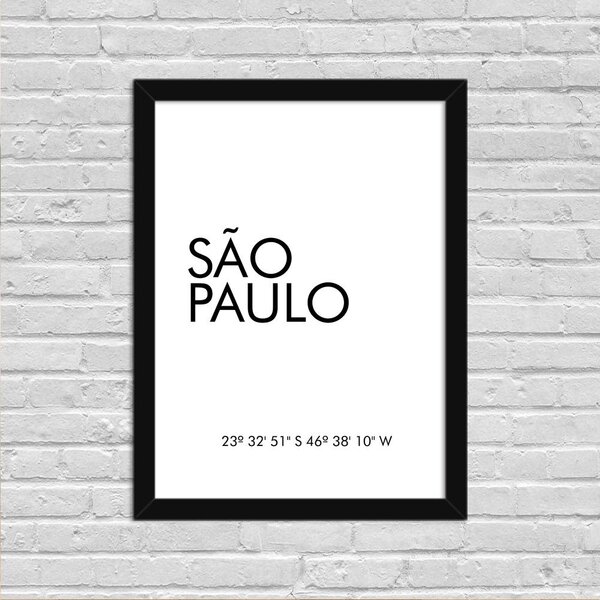 Quadro Decorativo Minimalista Coordenadas São Paulo