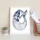 Quadro Decorativo Minimalista Iemanjá Sereia 33x24cm Moldura: