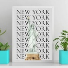 Quadro Decorativo Minimalista New York 33x24cm - Com Vidro Mo