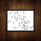 Quadro Decorativo Minimalista Pássaros Voando 33x24cm Moldura