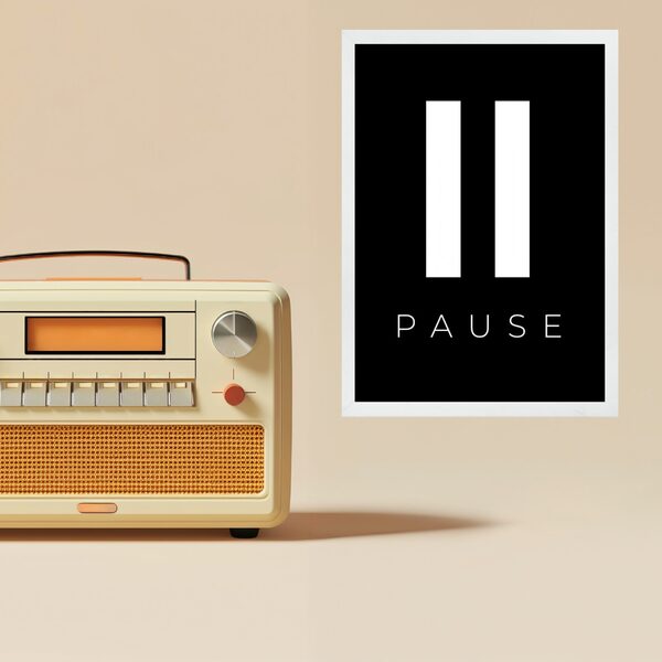 Quadro Decorativo Minimalista Pause 33x24cm - Com Vidro Moldu