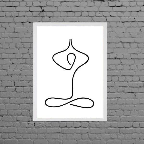 Quadro Decorativo Minimalista Yoga 24x18cm Moldura:madeira Br