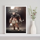 Quadro Decorativo Minotauro 33x24cm Moldura:madeira Preta