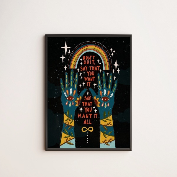 Quadro Decorativo Místico Don´t Quit 45x34cm - Com Vidro Mold