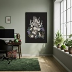 Quadro Decorativo Místico Ganesha  - 70x50cm Moldura Branca