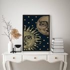 Quadro Decorativo Mistico Sol E Lua - Metades 45x34cm - Com V