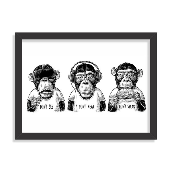 Quadro Decorativo Mizaru Três Macacos