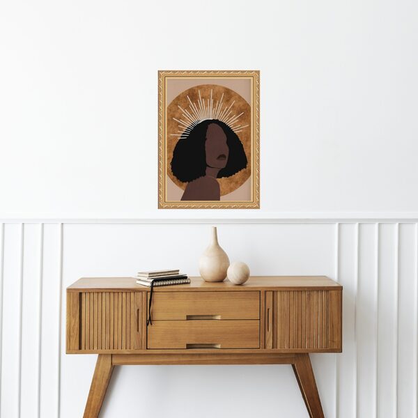 Quadro Decorativo Moça Negra 24x18cm Moldura Preta