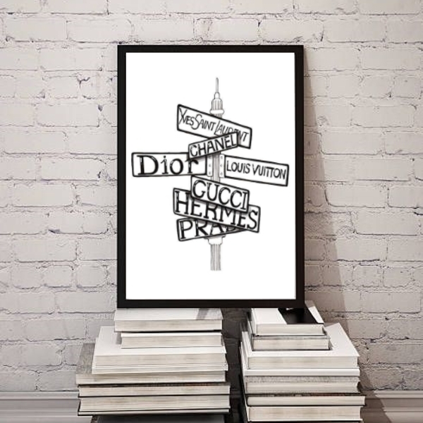 Quadro Decorativo Moda Fashion- Placas 33x24cm Moldura:madeir