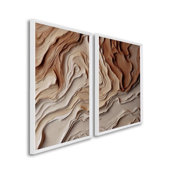 Quadro Decorativo Modelo Barro Com 2 Telas De Parede Para Sal