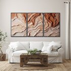 Quadro Decorativo Modelo Barro Com 3 Telas Para Sala, Casa De