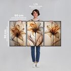 Quadro Decorativo Modelo Floral Abstrato 3 Telas De Parede Pa