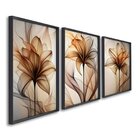 Quadro Decorativo Modelo Floral Abstrato 3 Telas De Parede Pa
