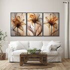 Quadro Decorativo Modelo Floral Abstrato 3 Telas De Parede Pa