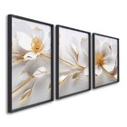 Quadro Decorativo Modelo Floral Com 3 Telas De Parede Para Sa
