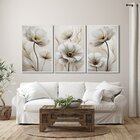 Quadro Decorativo Modelo Floral Ii Com 3 Telas De Parede Para