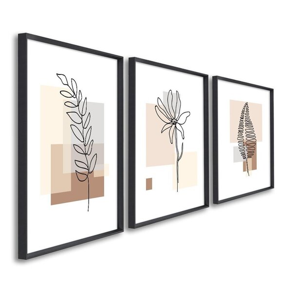 Quadro Decorativo Modelo Floral Iv Com 3 Telas De Parede Para