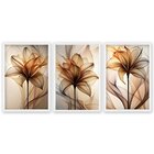Quadro Decorativo Modelo Floral V Com 3 Telas De Parede Para