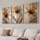Quadro Decorativo Modelo Floral V Com 3 Telas De Parede Para