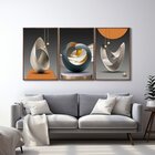 Quadro Decorativo Modelo Formas Com 3 Telas Para Escritório H