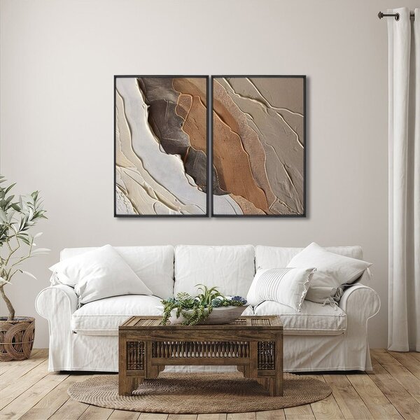 Quadro Decorativo Modelo Pedra Rachada Com 2 Telas De Parede
