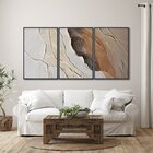 Quadro Decorativo Modelo Rocha Com 3 Telas Para Sala, Casa De