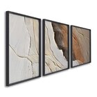 Quadro Decorativo Modelo Rocha Com 3 Telas Para Sala, Casa De