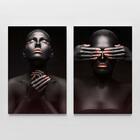 Quadro Decorativo Moderno Black Faces With Gold Rose 2 Telas