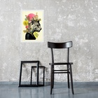 Quadro Decorativo Moderno Colagem Onça 33x24cm Moldura Branca