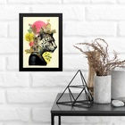 Quadro Decorativo Moderno Colagem Onça 33x24cm Moldura Branca