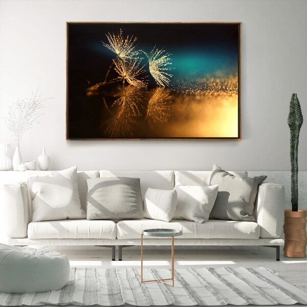 Quadro Decorativo Moderno Dente De Leão Com Moldura E Sem Vid