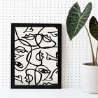 Quadro Decorativo Moderno Faces Abstratas 33x24cm - Com Vidro