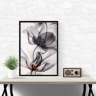 Quadro Decorativo Moderno Flor Cinza 24x18cm Moldura Branca