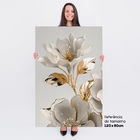 Quadro Decorativo Moderno Flores Brancas E Douradas Ouro Amar