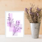 Quadro Decorativo Moderno Flores Lavanda 24x18cm - Com Vidro