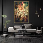 Quadro Decorativo Moderno Flores Tons Escuros Com Moldura E S