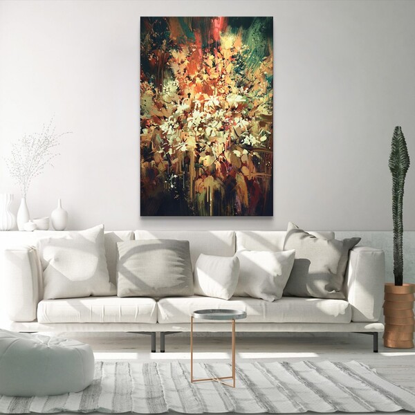 Quadro Decorativo Moderno Flores Tons Escuros Sem Moldura E S