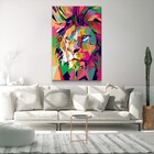 Quadro Decorativo Moderno Leão De Judá Colorido Sem Moldura E