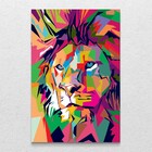 Quadro Decorativo Moderno Leão De Judá Colorido Sem Moldura E