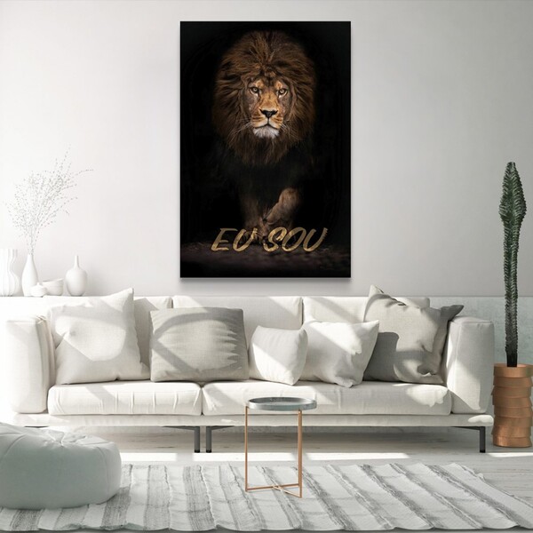 Quadro Decorativo Moderno Leão Eu Sou Sem Moldura E Sem Vidro